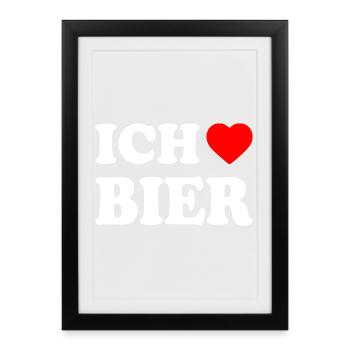 Ich liebe bier - Gerahmtes Poster (27 × 37 cm) - Schwarz - Vorne