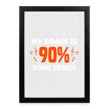 90 % de conception de clés et notes de théorie musicale - Affiche encadrée (27 × 37 cm) - noir - Devant