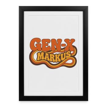 Logo rétro Gen-X Markus - Affiche encadrée (27 × 37 cm) - noir - Devant