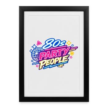 Fêtards des années 80 Néon rétro - Affiche encadrée (27 × 37 cm) - noir - Devant
