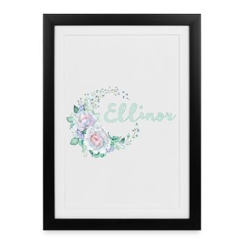 Aquarelle florale Ellinor - Affiche encadrée (27 × 37 cm) - noir - Devant