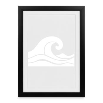 Cadeau de vacances Wave Minimal Sea Beach - Affiche encadrée (27 × 37 cm) - noir - Devant