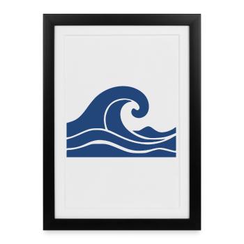 Cadeau de vacances Wave Minimal Sea Beach - Affiche encadrée (27 × 37 cm) - noir - Devant