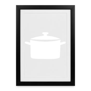 Icône de la marmite de cuisson blanche - Affiche encadrée (27 × 37 cm) - noir - Devant