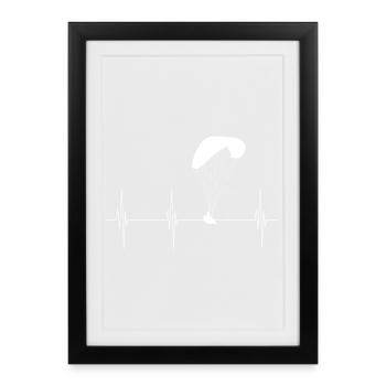 Heartbeat paraglider - Framed poster (27 × 37 cm) - black - Front