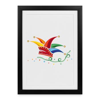 Carnaval Carnaval Bonnet de fou de Cologne Carnaval - Affiche encadrée (27 × 37 cm) - noir - Devant