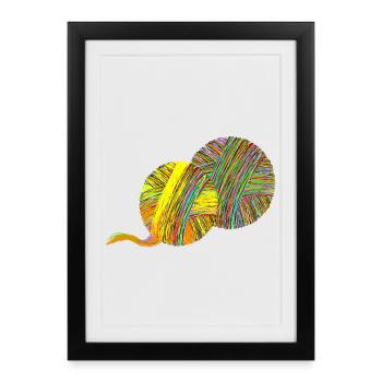 boule de fil - Affiche encadrée (27 × 37 cm) - noir - Devant