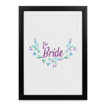 Conception de mariage avec guirlande de fleurs pour la mariée - Affiche encadrée (27 × 37 cm) - noir - Devant