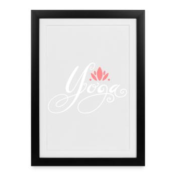 Logo de yoga avec lotus fleur de lotus - Affiche encadrée (27 × 37 cm) - noir - Devant