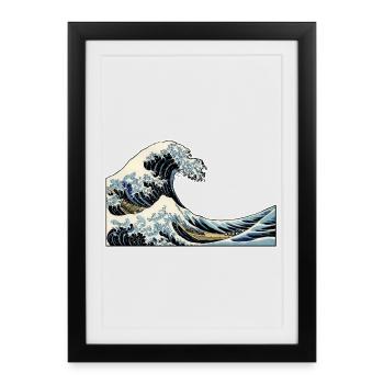 La Vague | La Vague | Katsushika Hokusai - Affiche encadrée (27 × 37 cm) - noir - Devant