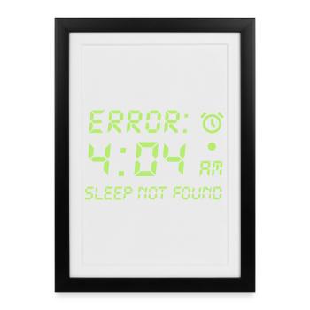 Error 404, sleep not found funny programmer gamer - Framed poster (27 × 37 cm) - black - Front