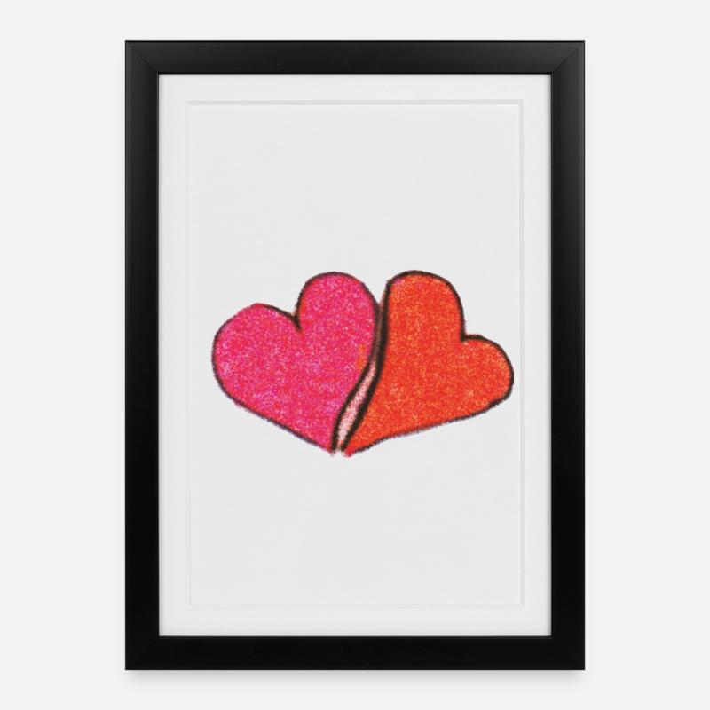Coeurs - Affiche encadrée (27 × 37 cm) - noir