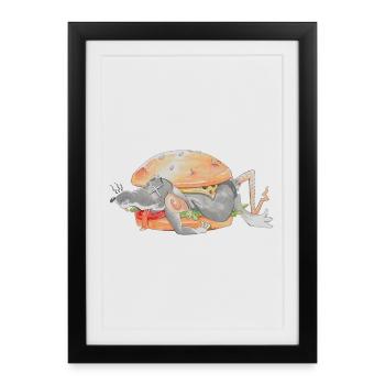 Ratfoodz 'Je peux Haz Ratzburger (Backprint) @ Ratz - Affiche encadrée (27 × 37 cm) - noir - Devant