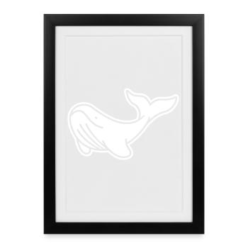 Baleine majestueuse – Design Océan & Bien-être Animal - Affiche encadrée (27 × 37 cm) - noir - Devant