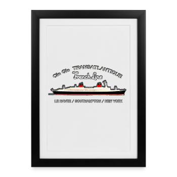 PAQUEBOT LE FRANCE - Affiche encadrée (27 × 37 cm) - noir - Devant