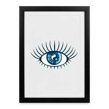 Eye Blue Providence Yin Yang Symbole - Affiche encadrée (27 × 37 cm) - noir - Devant