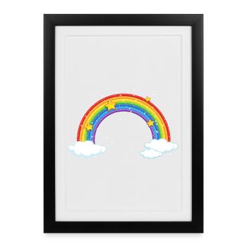 Bright Cartoon Rainbow with Clouds - Framed poster (27 × 37 cm) - black - Front