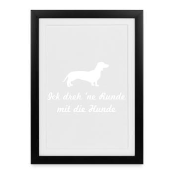 Berliner Hunde Gassi Hundeliebhaber Dackel Fan - Gerahmtes Poster (27 × 37 cm) - Schwarz - Vorne