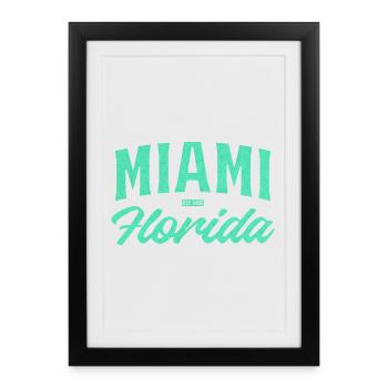 Fontaine sarcelle de Miami Florida - Affiche encadrée (27 × 37 cm) - noir - Devant