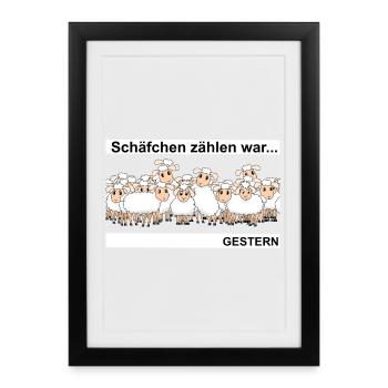 Schäfchen zählen - Gerahmtes Poster (27 × 37 cm) - Schwarz - Vorne