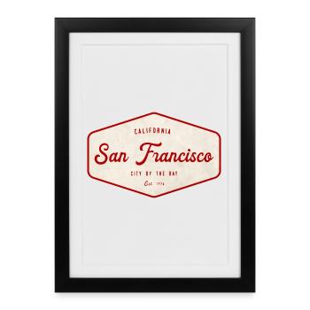 Enseigne vintage de San Francisco - Affiche encadrée (27 × 37 cm) - noir - Devant