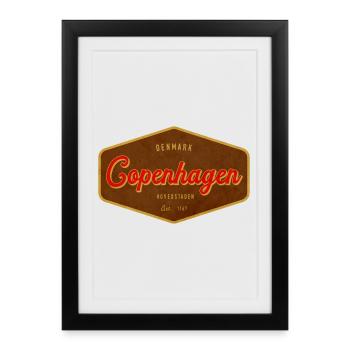 Copenhagen Vintage Sign Retro Graphic - Framed poster (27 × 37 cm) - black - Front