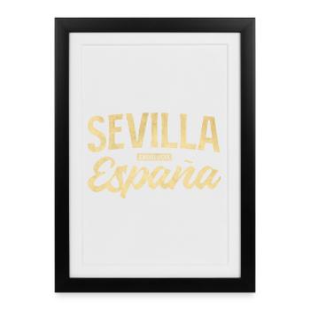 Séville España Vintage - Affiche encadrée (27 × 37 cm) - noir - Devant