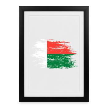 Drapeau de Madagascar utilisé - Affiche encadrée (27 × 37 cm) - noir - Devant