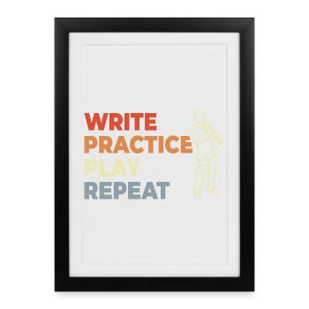 Clarinette Motivation Vintage Look - Affiche encadrée (27 × 37 cm) - noir - Devant