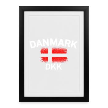 Danish Flag Grunge Nordic Pride - Framed poster (27 × 37 cm) - black - Front
