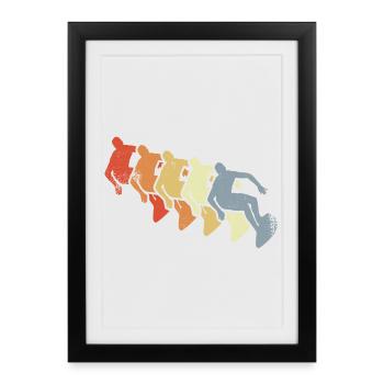 Surf Look rétro - Affiche encadrée (27 × 37 cm) - noir - Devant