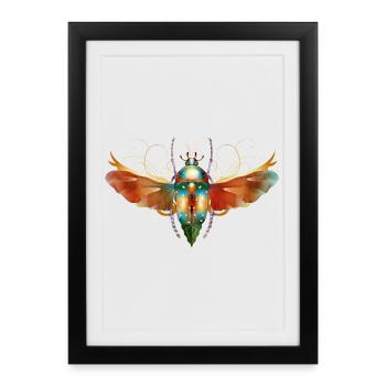 insecte scintillant coloré imaginatif avec des ailes - Affiche encadrée (27 × 37 cm) - noir - Devant