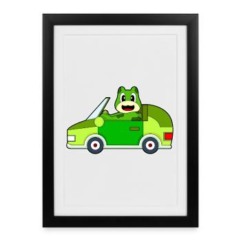 Frog Car - Framed poster (27 × 37 cm) - black - Front