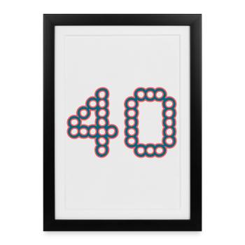 40. 40 ANS. 40e ANNIVERSAIRE. ANNIVERSAIRE 40 ANS. - Affiche encadrée (27 × 37 cm) - noir - Devant