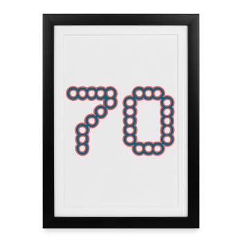 70. 70 ANS. 70e ANNIVERSAIRE. ANNIVERSAIRE 70 ANS. - Affiche encadrée (27 × 37 cm) - noir - Devant
