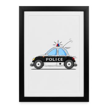 Voiture de Police Police Noir - Affiche encadrée (27 × 37 cm) - noir - Devant