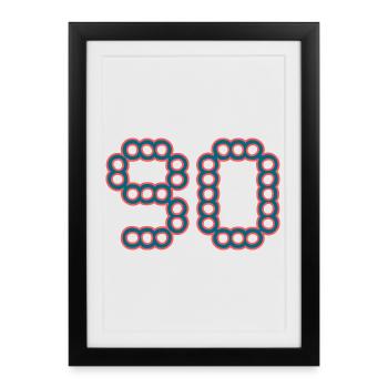 90. 90 ANS. 90e ANNIVERSAIRE. ANNIVERSAIRE 90 ANS. - Affiche encadrée (27 × 37 cm) - noir - Devant