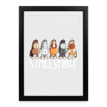 Drolliges Pferde Stallshirt Pferdestall - Gerahmtes Poster (27 × 37 cm) - Schwarz - Vorne