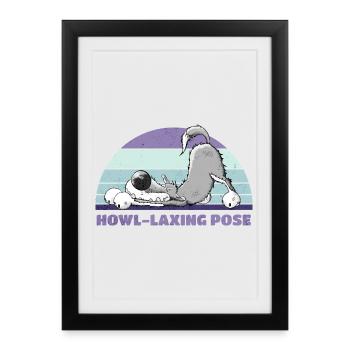 Wolf Yoga Howl-Laxing Pose - Affiche encadrée (27 × 37 cm) - noir - Devant