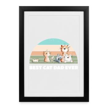 Best Cat Dad Cats Dad Vintage Cat Lover - Framed poster (27 × 37 cm) - black - Front