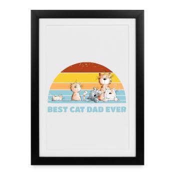 Best Cat Dad Cats Dad Vintage Cat Lover - Framed poster (27 × 37 cm) - black - Front