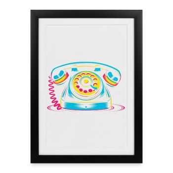 Retro Phone 80s - Framed poster (27 × 37 cm) - black - Front