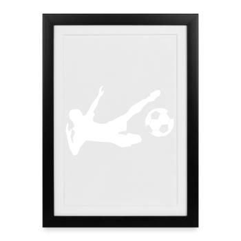 Silhouette minimaliste joueur de football - Affiche encadrée (27 × 37 cm) - noir - Devant