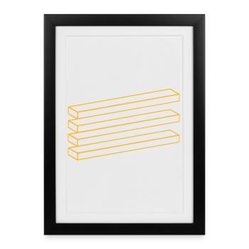 Illusion d’optique Géométrie Minimaliste Puzzle - Affiche encadrée (27 × 37 cm) - noir - Devant