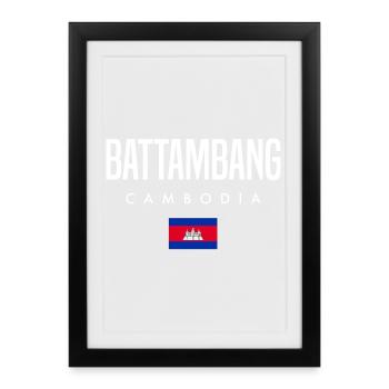 Battambang Cambodge Khmer - Affiche encadrée (27 × 37 cm) - noir - Devant