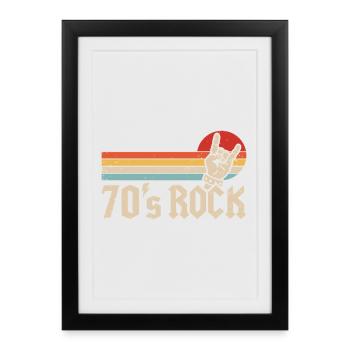 Musique rock des années 70 Fête à thème de groupe de métal des années 1970 - Affiche encadrée (27 × 37 cm) - noir - Devant