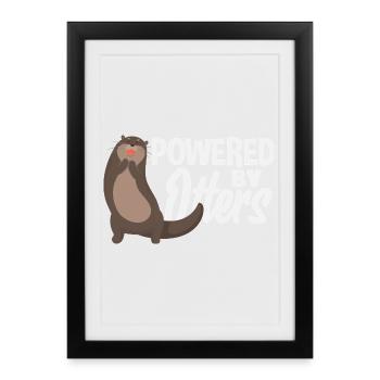 Powered by Sea Otter Cartoon - Framed poster (27 × 37 cm) - black - Front