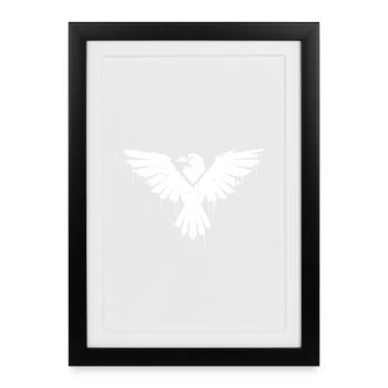 Graffiti d’oiseau noir et blanc - Affiche encadrée (27 × 37 cm) - noir - Devant