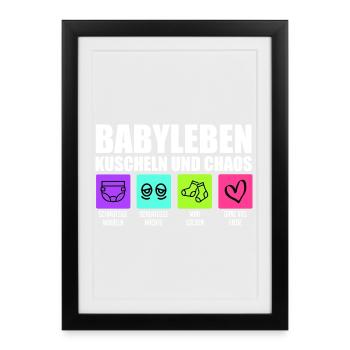 Future maman BABY LIFE CÂLIN ET CHAOS - Affiche encadrée (27 × 37 cm) - noir - Devant