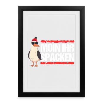 Hamburg Moin Spacken Nordsee Hamburger Möwe Lustig - Affiche encadrée (27 × 37 cm) - noir - Devant